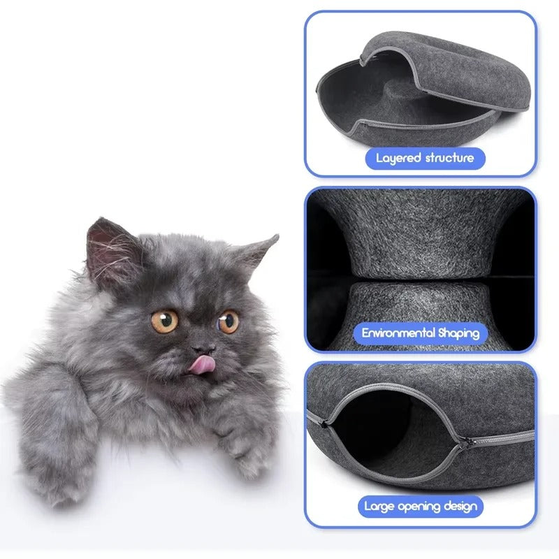 Kitty Ring™ – Cozy Cat Bed & Play Den in One